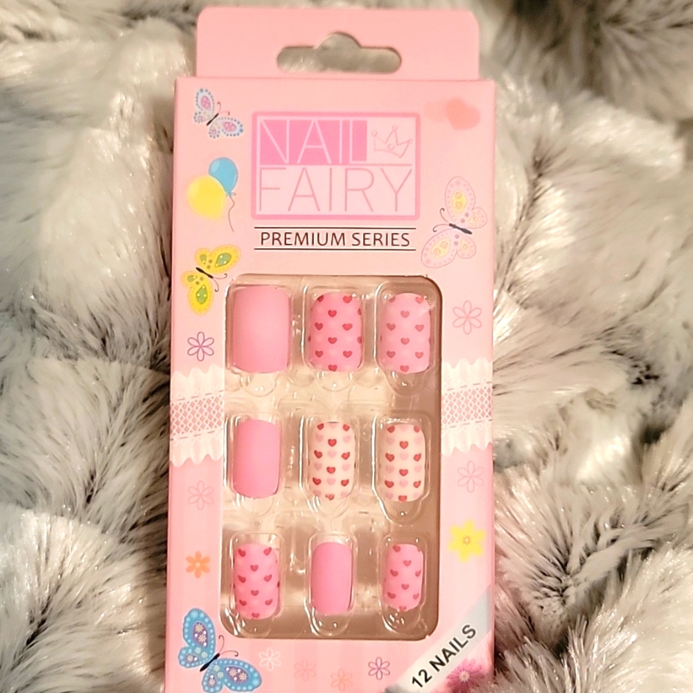 Pink Nail Fairy Press-On Nails For Girls Or Adults With Very Small Fingers.